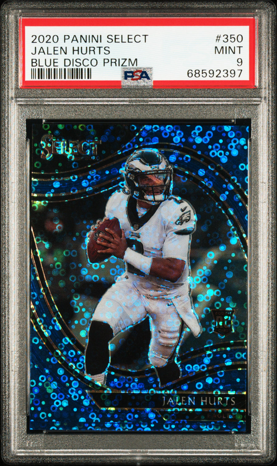 2020 Panini Select #350 Jalen Hurts Disco Blue Prizm PSA 9 #/25