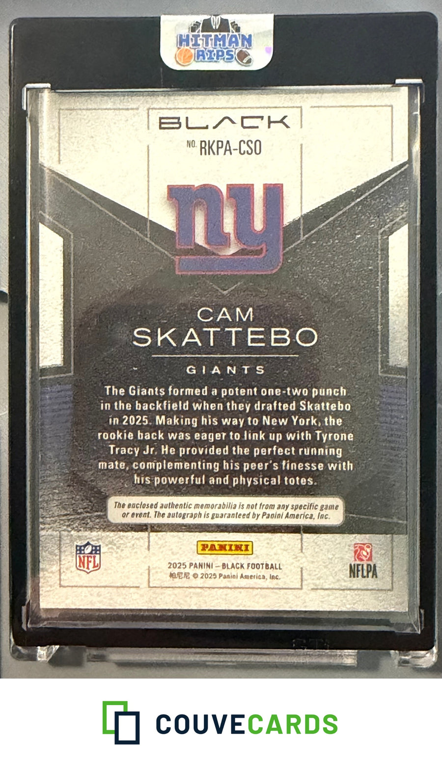 2025 Panini Black #RKPA-CSO Cam Skattebo Rookie Patch Autographs #/249