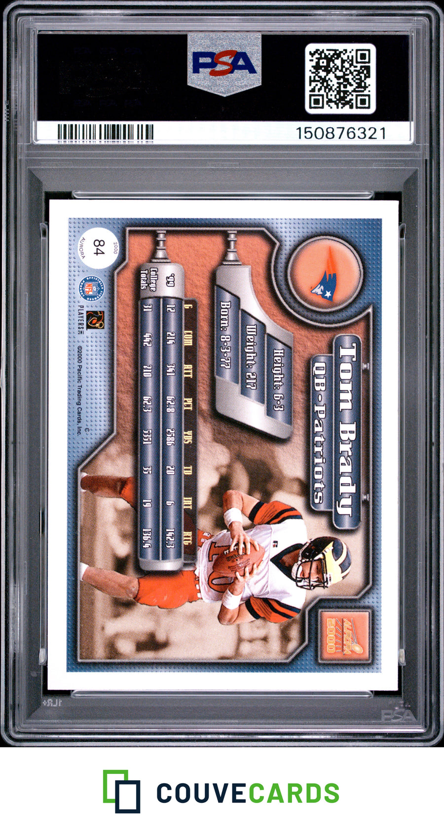 2000 Pacific Aurora #84 Tom Brady PSA 9