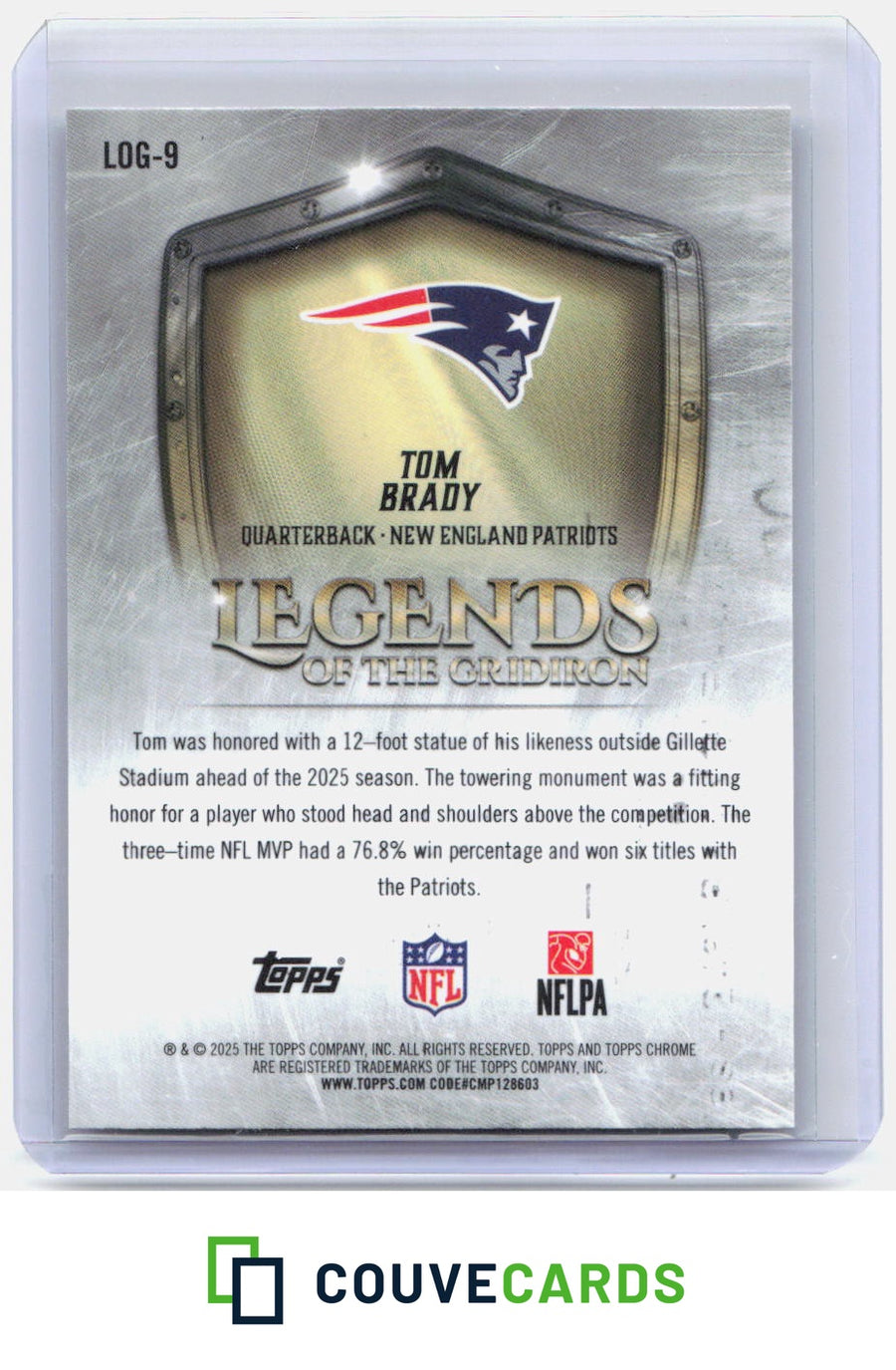 2025 Topps Chrome #LOG-9 Tom Brady Legends of the Gridiron