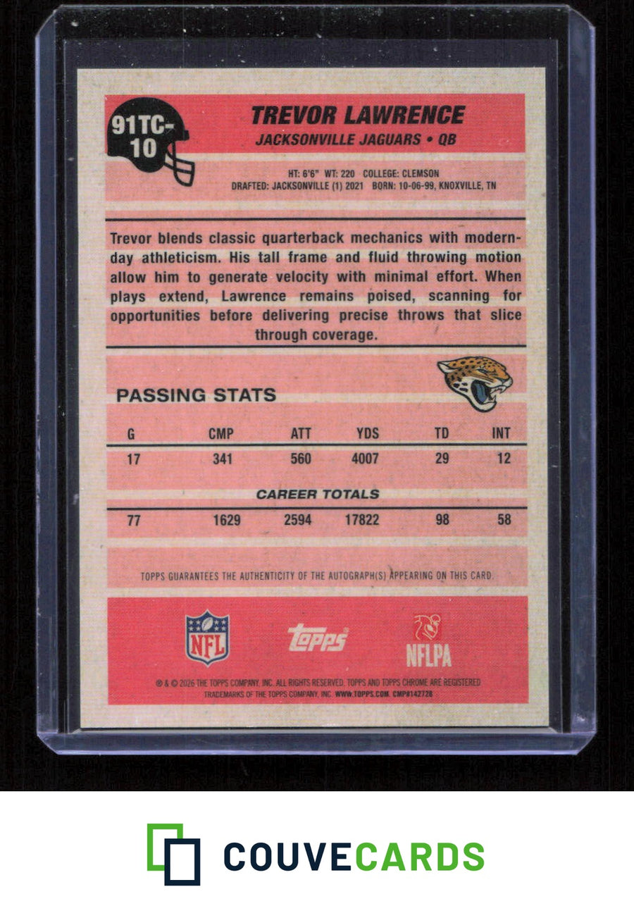 2026 Topps Chrome silver pack 35th Anniversary TREVOR LAWRENCE AUTO #91TC-10 /99