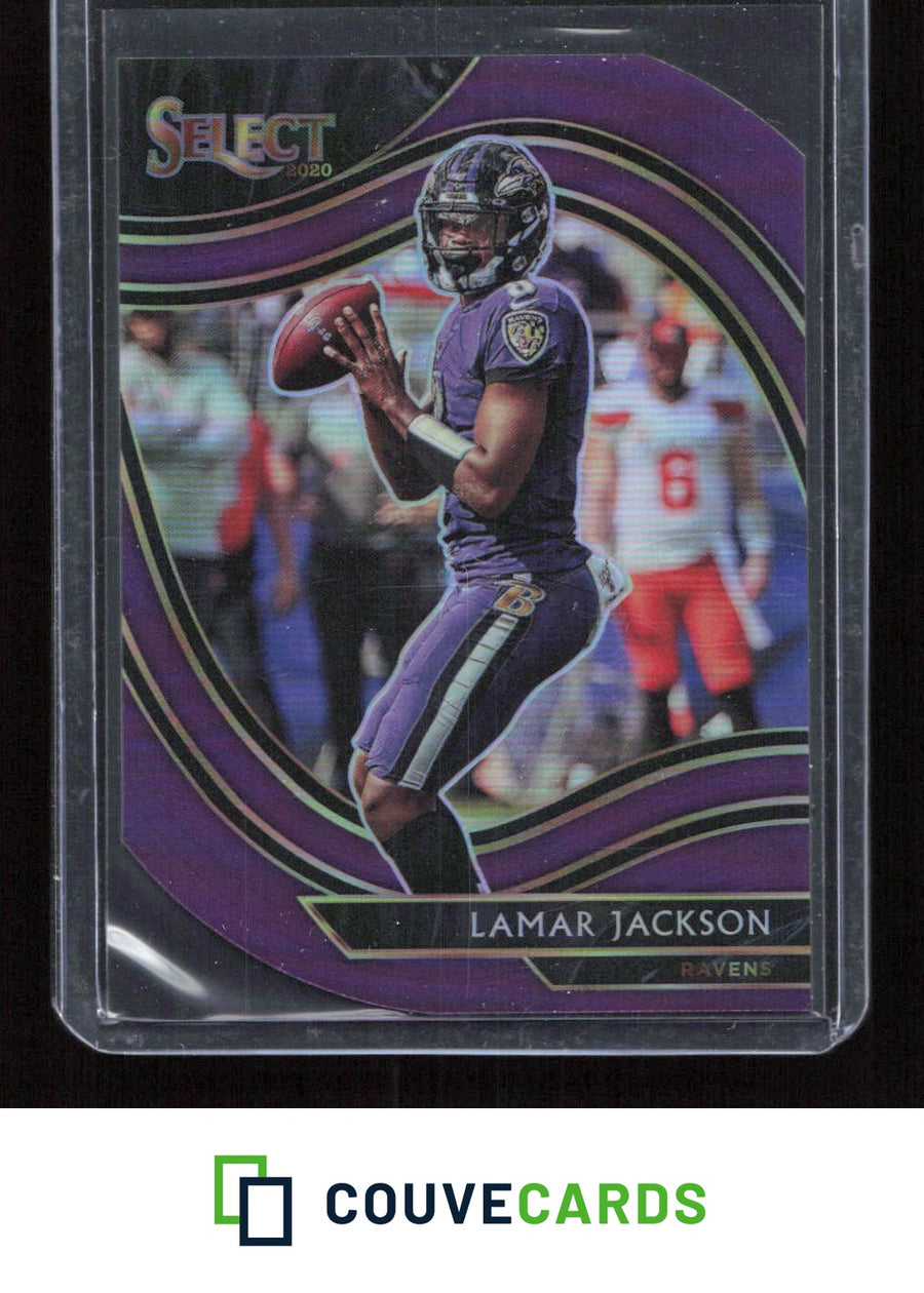 2020 Panini Select #303 Lamar Jackson Purple Prizm Die Cut
