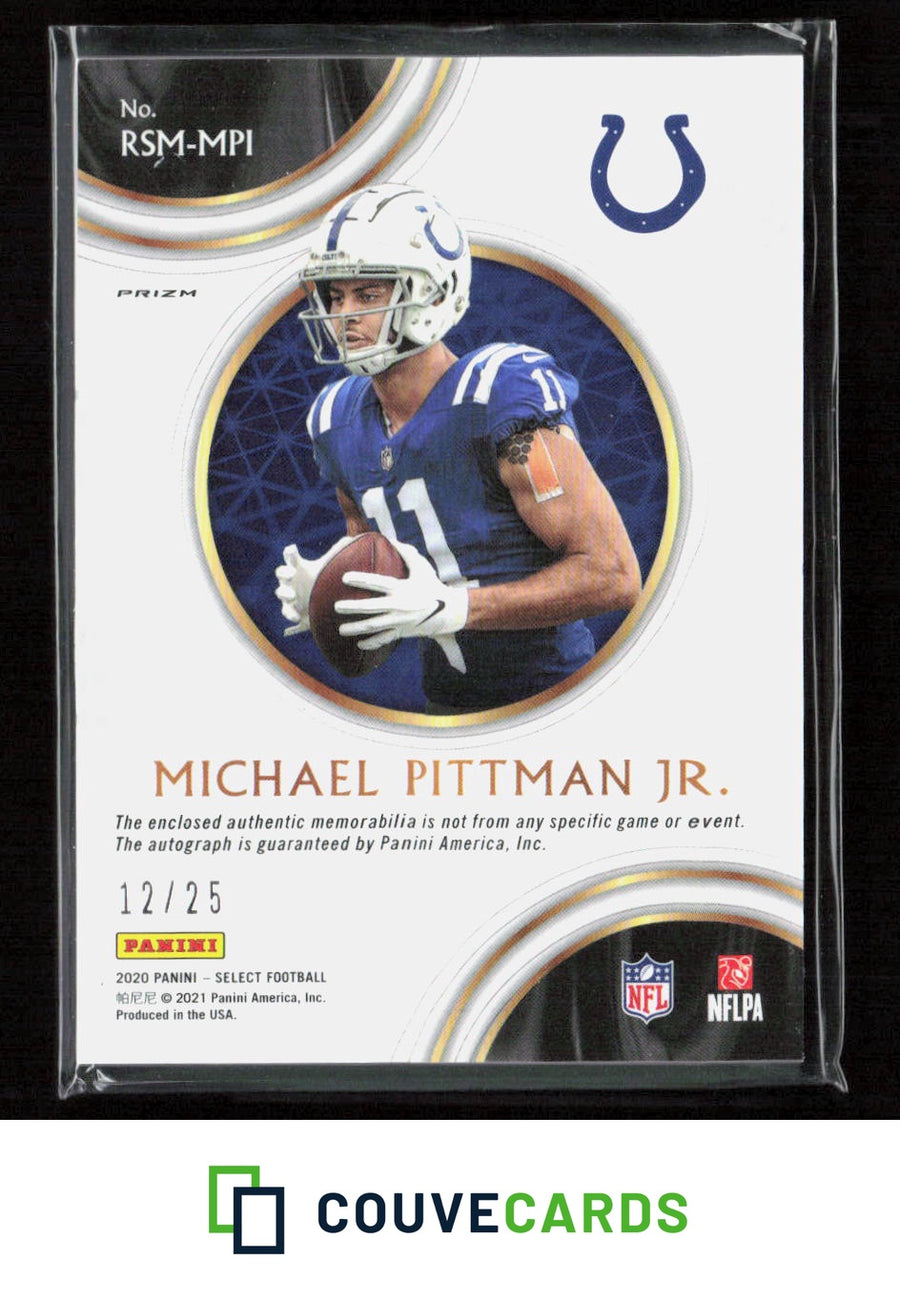 2020 Panini Select #RSM-MPI Michael Pittman Jr Rookie Auto Mem Tie-Dye Prizm /25