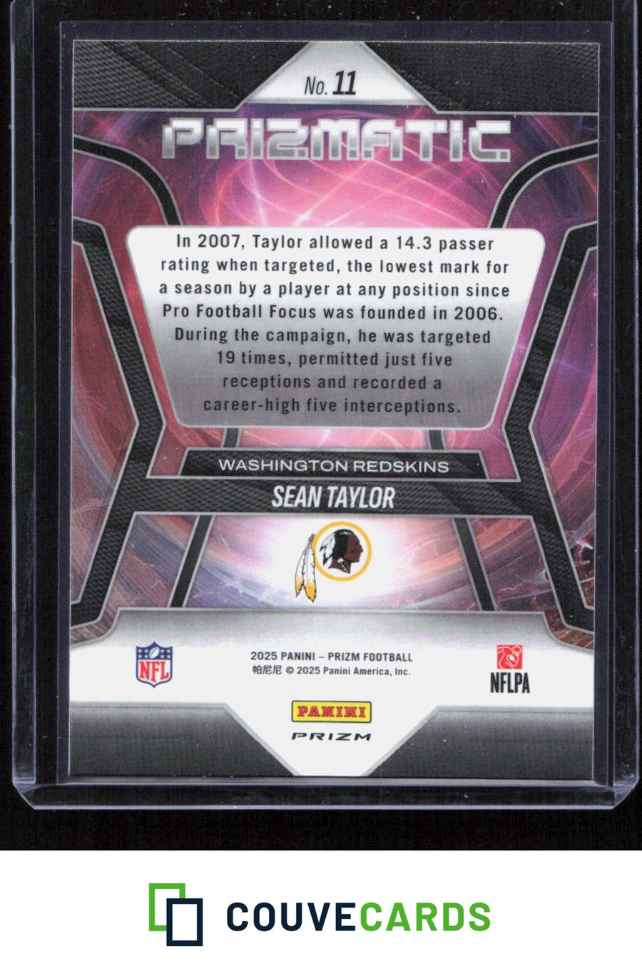 2025 Panini Prizm #11 Sean Taylor Prizmatic No Huddle