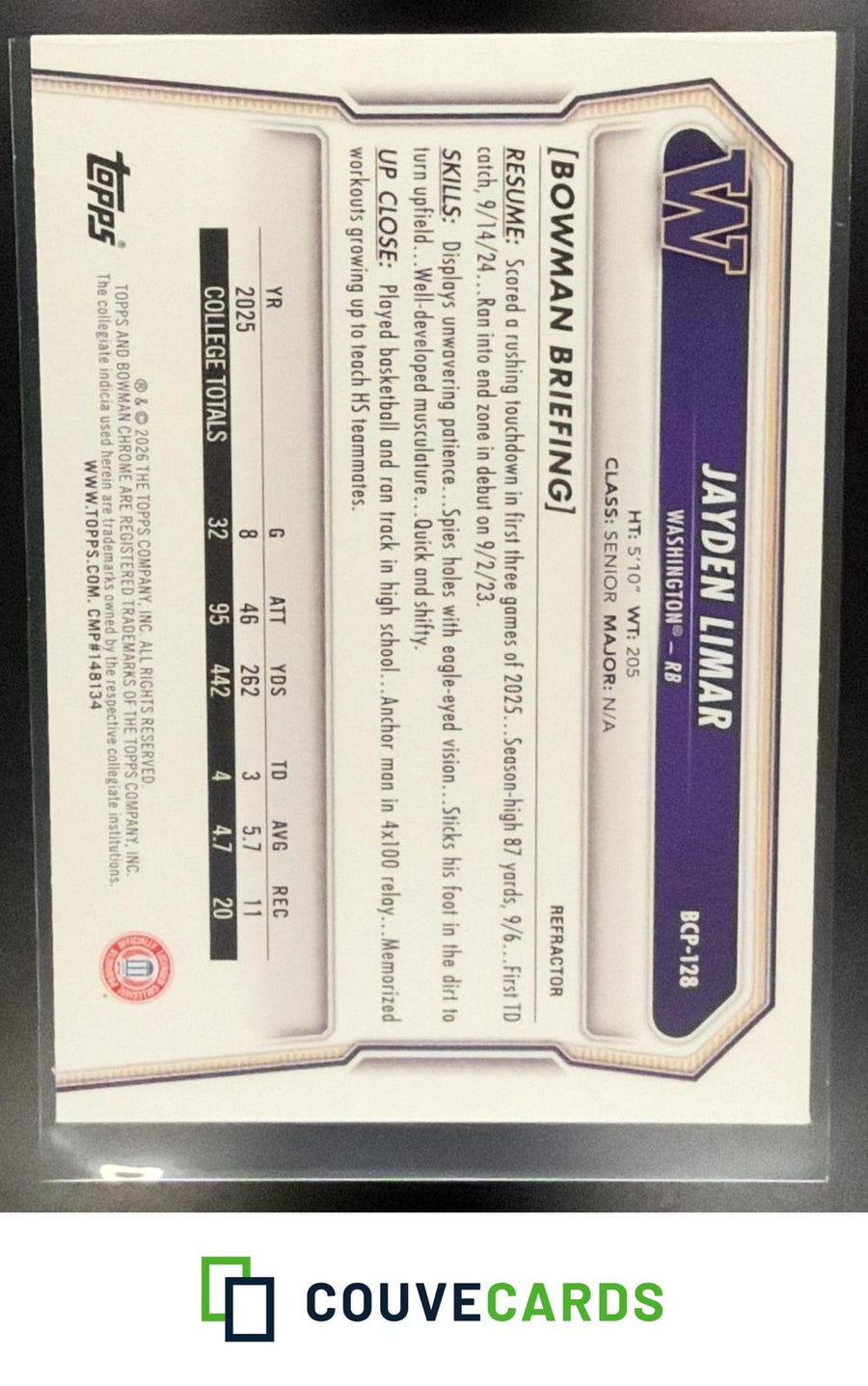 Jayden Limar 2026 Bowman #BCP-128 Chrome Prospects Refractor