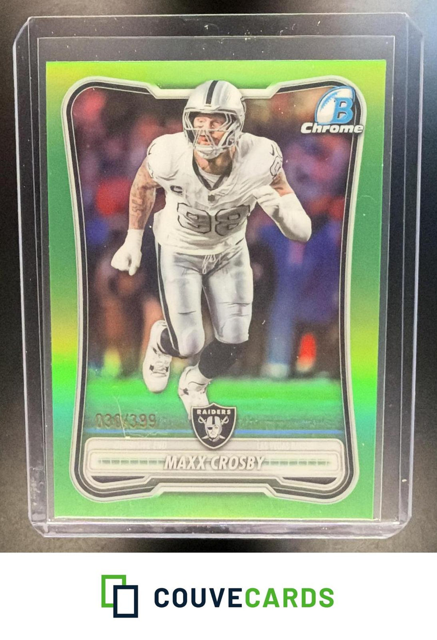 Maxx Crosby 2026 Bowman #BCV-58 Chrome Neon Green Refractor