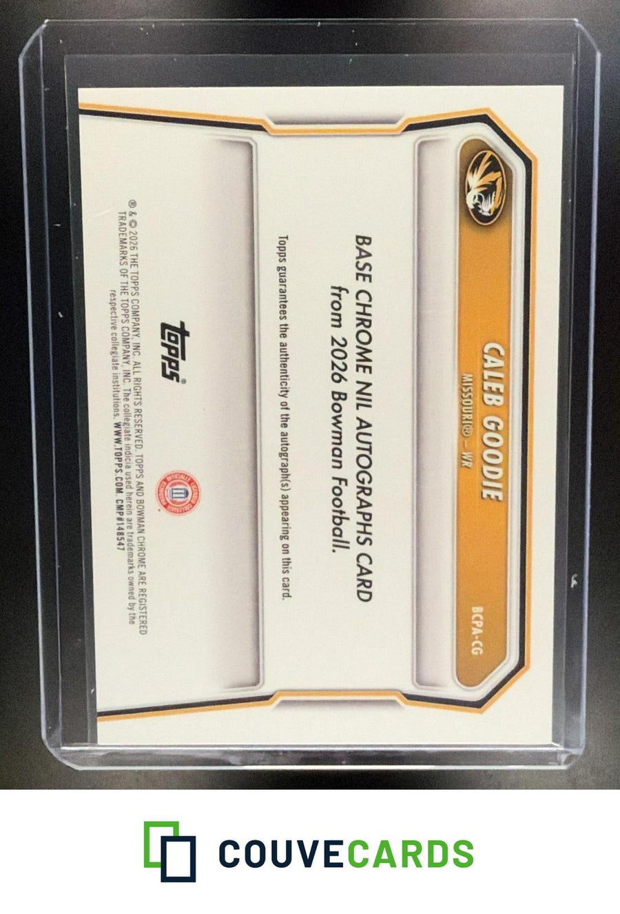 Caleb Goodie 2026 Bowman #BCPA-CG Chrome Prospect Autographs AU