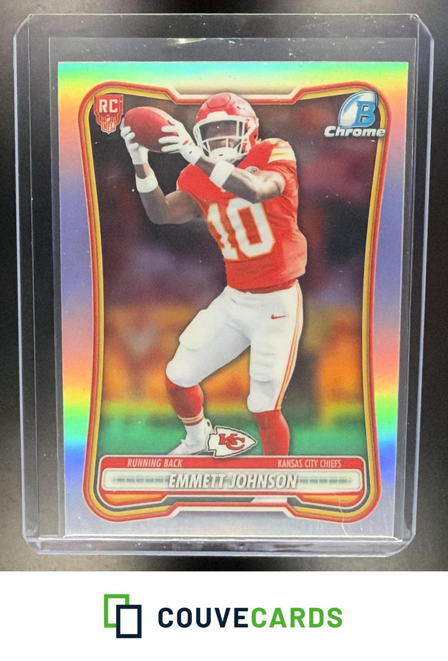 Emmett Johnson 2026 Bowman #BRR-27 Chrome Rookie Red RC Logo