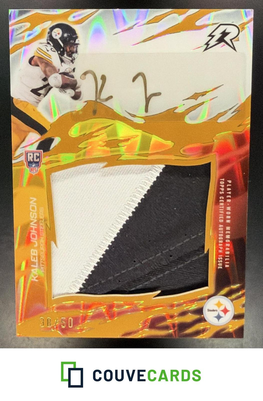 Kaleb Johnson 2025 Topps Resurgence #RRS-KJ Relic Signatures Gold Refractor AU