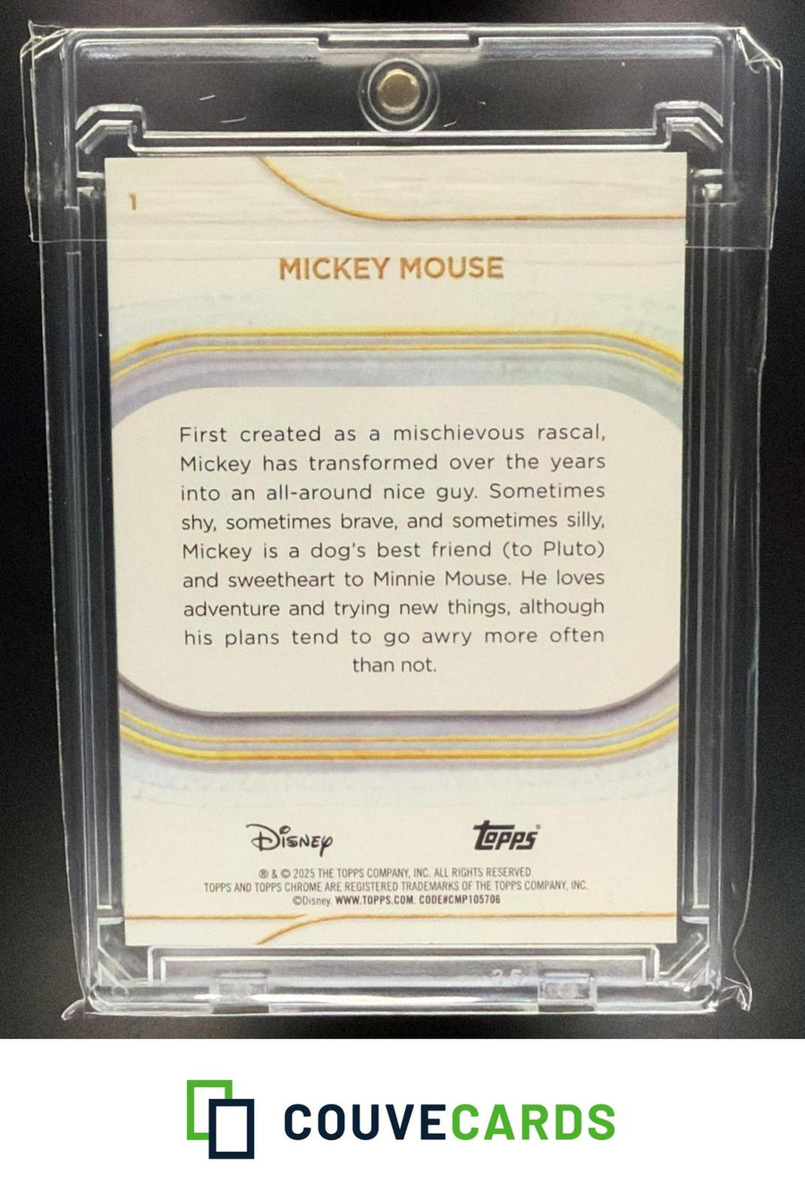 2025 Topps Chrome Disney #1 Mickey Mouse Yellow Refractor #/275