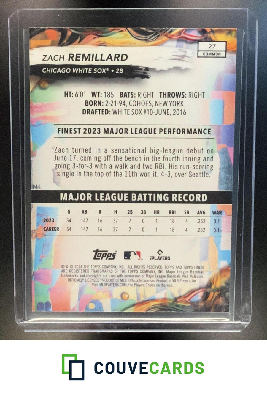 Zach Remillard 2024 Finest #27 Checkerboard Refractor RC