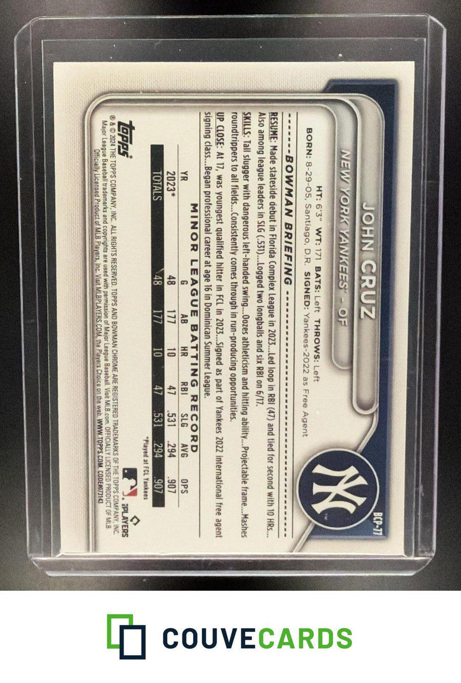 John Cruz 2024 Bowman #BCP-77 Chrome Prospects