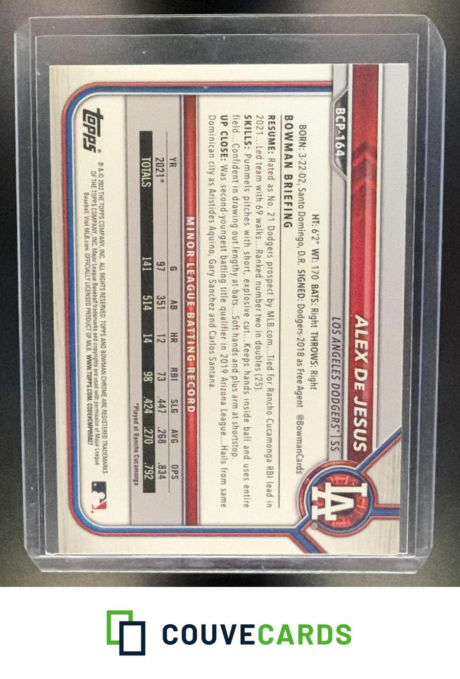 Alex De Jesus 2022 Bowman Chrome #BCP-164