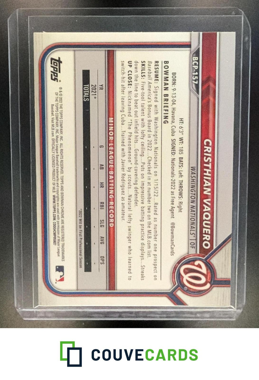 Cristhian Vaquero 2022 Bowman Chrome #BCP-157 Prospects