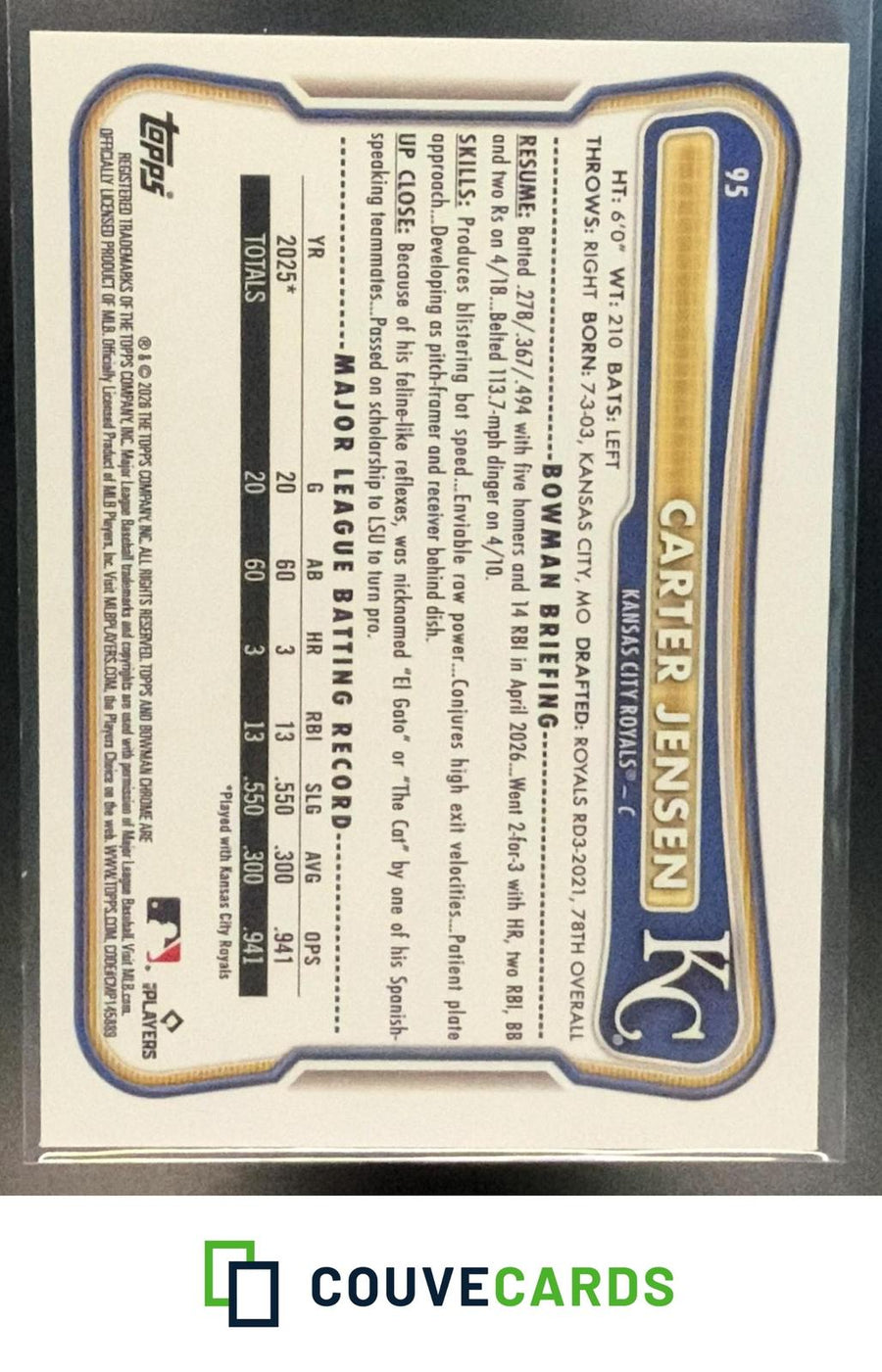 Carter Jensen 2026 Bowman Chrome #95 RC