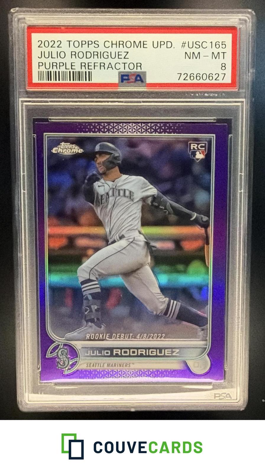 Julio Rodriguez 2022 Topps Chrome Update #USC165 Purple Refractor