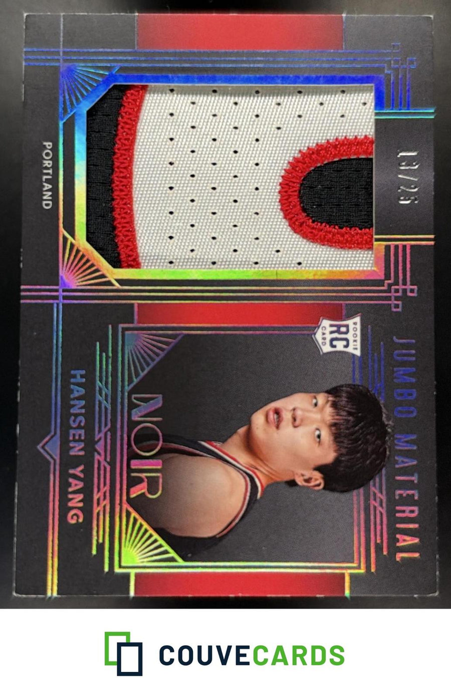 Hansen Yang 2025-2026 Panini Noir #JM-YAN Jumbo Matrial NOIR Patch #/25