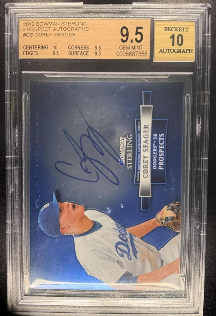 Corey Seager 2012 Bowman Sterling #BSAP-CS Prospect Autographs AU BGS 9.5/10