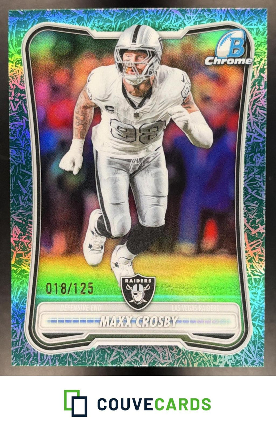 2026 Bowman #BCV-58 Maxx Crosby Green Gridiron Refractor #/125