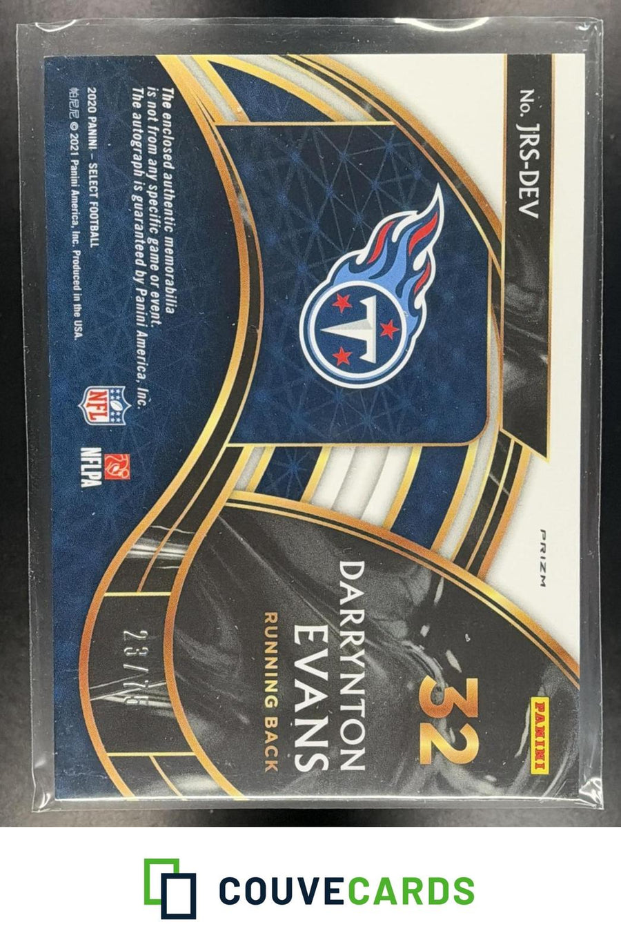 Darrynton Evans 2020 Panini Select #JRS-DEV Jumbo Signature White Prizm /75