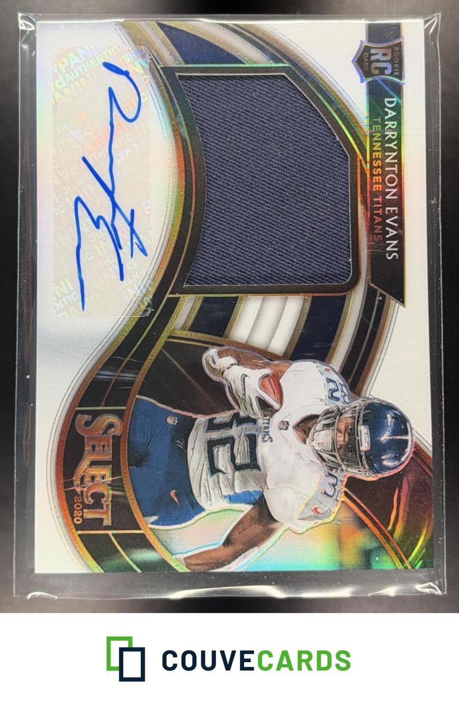 Darrynton Evans 2020 Panini Select #JRS-DEV Jumbo Signature White Prizm /75