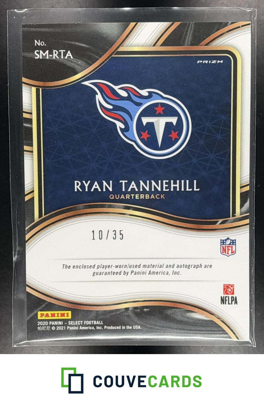 Ryan Tannehill 2020 Panini Select #SM-RTA Memorabilia Blue Prizm AU #/35