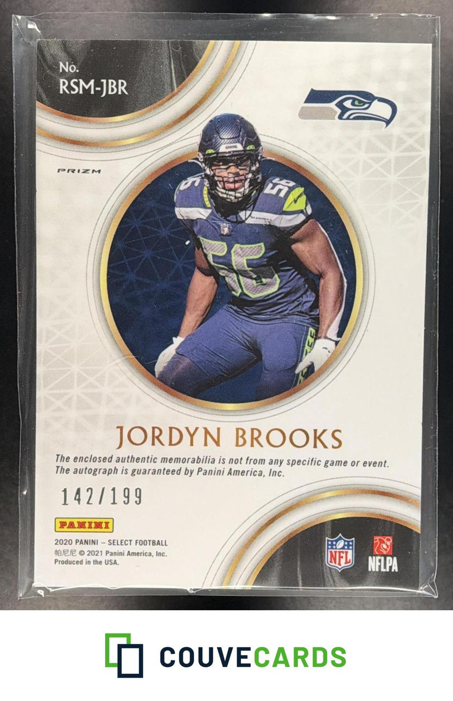 Jordyn Brooks 2020 Panini Select #RSM-JBR Signature Memorabilia Prizm AU #/199