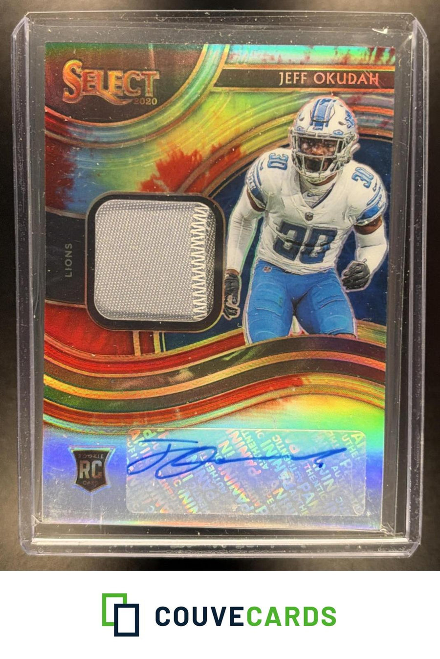 Jeff Okudah 2020 Panini Select #RSM-JOK Rookie Disco Prizm AU