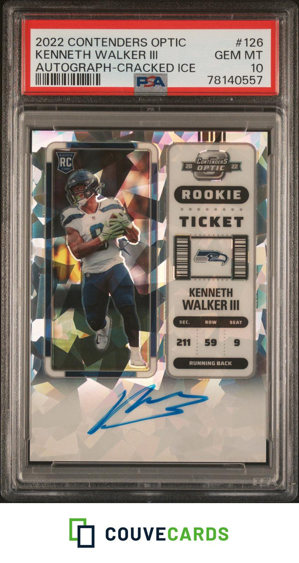 2022 Contenders Optic Kenneth Walker III #126 Cracked Ice Auto PSA 10 Pop 4 /22