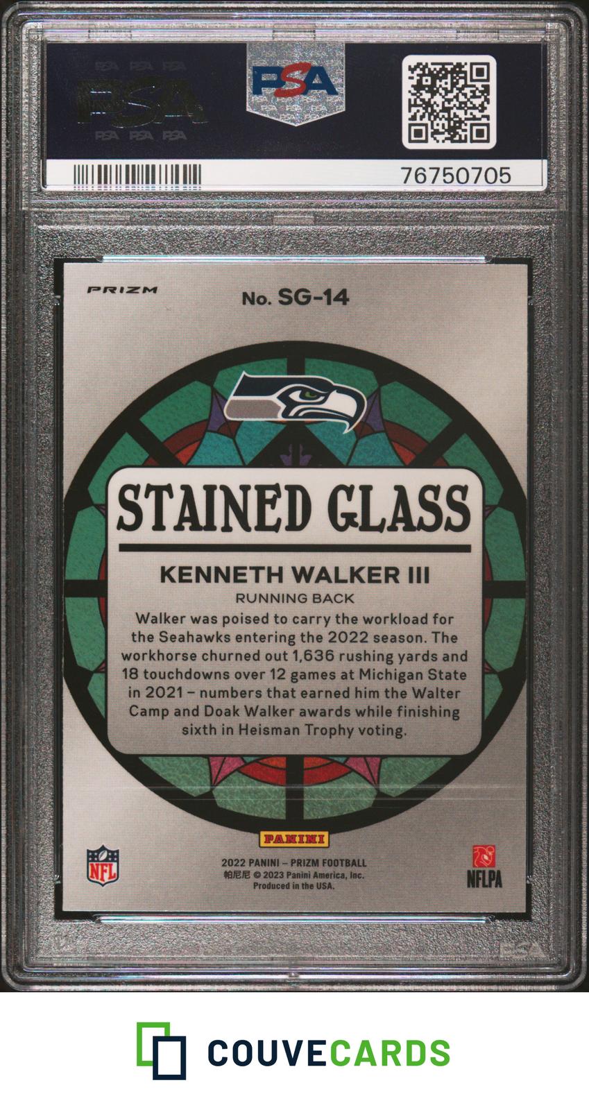 2022 Panini Prizm Stained Glass Kenneth Walker #SG14 Stained Glass PSA 10