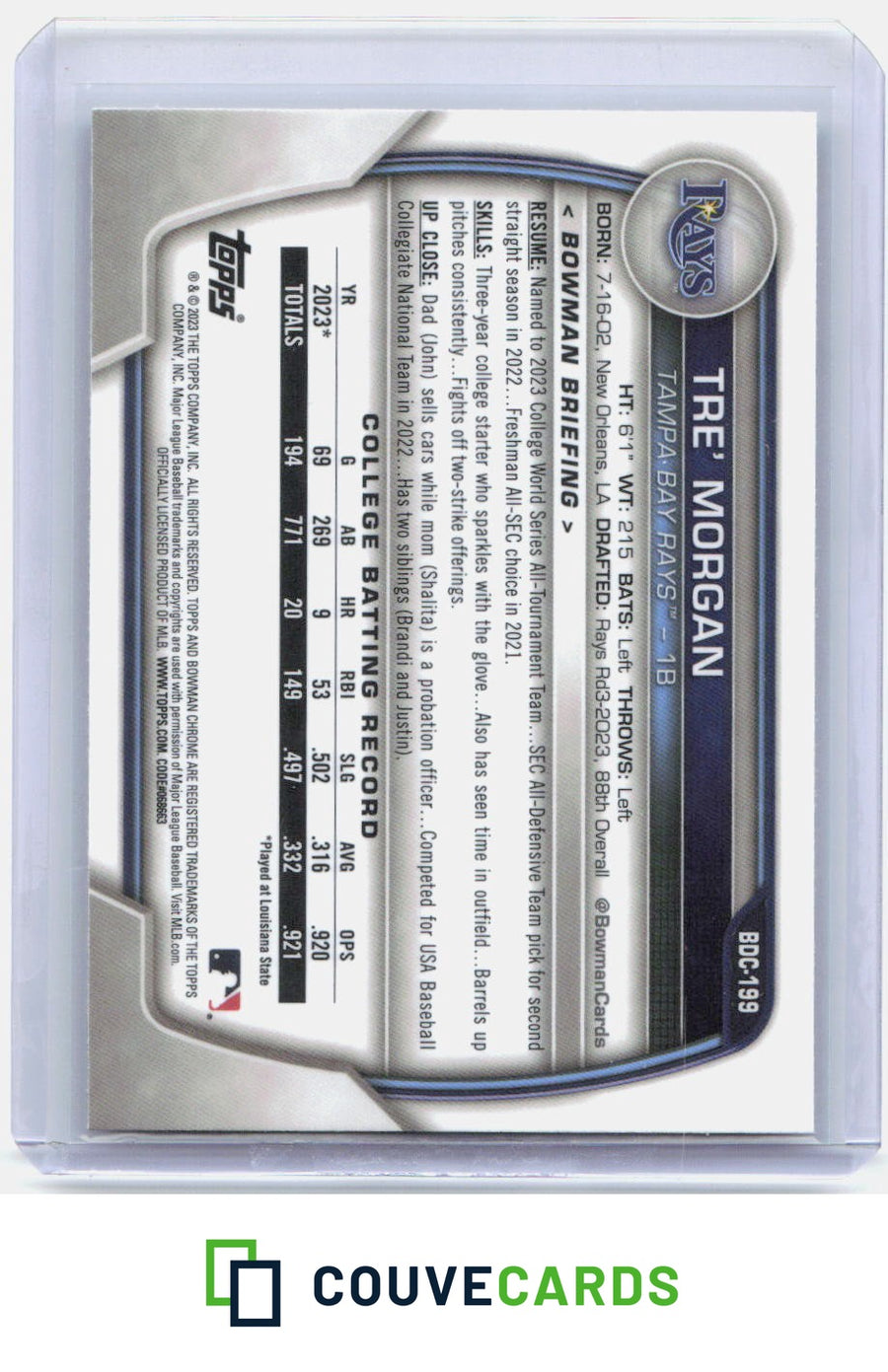 Tre' Morgan 2023 Bowman Draft #BDC-199 Chrome