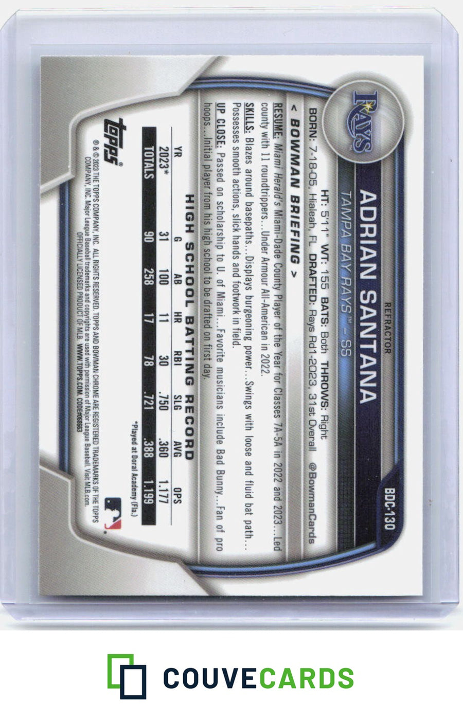 Adrian Santana 2023 Bowman Draft #BDC-130 Chrome