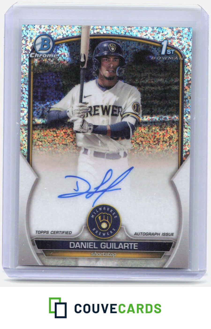 Daniel Guilarte 2023 Bowman Chrome #CPA-DGE Prospect Speckle Refractor AU #/299
