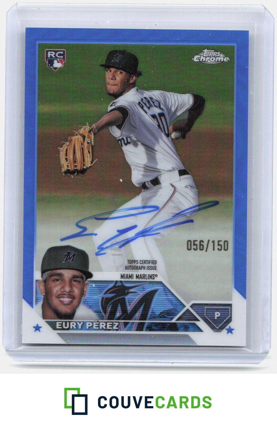 Eury Pérez 2023 Topps Chrome Update #RA-EP Autographs Blue AU #/150