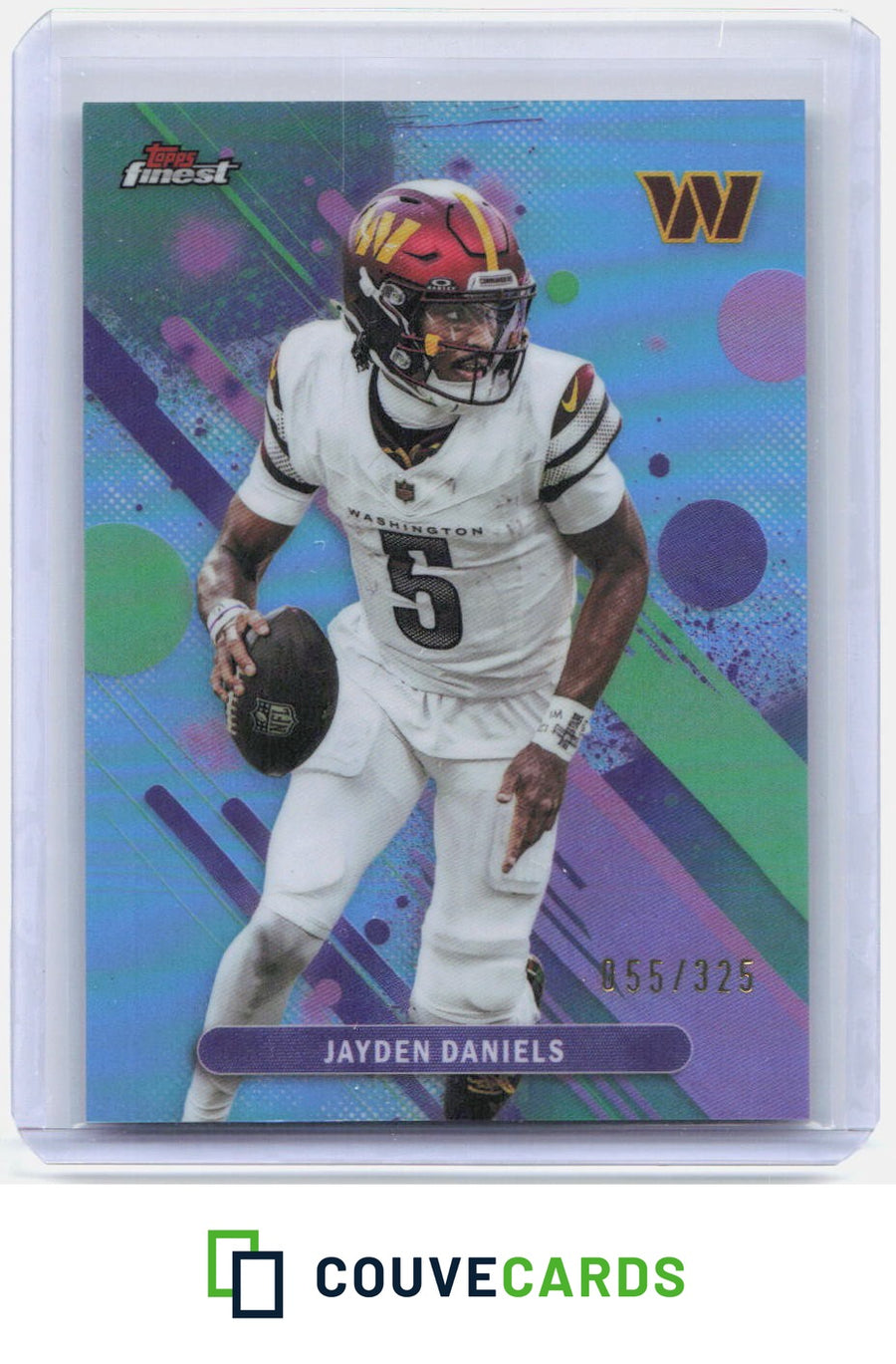 Jayden Daniels 2025 Finest #67 Sky Blue Refractor #/325