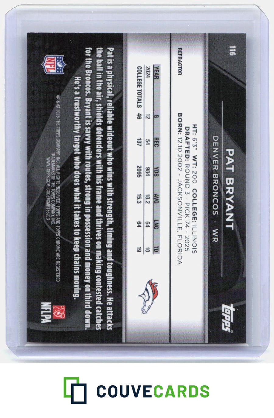 Pat Bryant 2025 Topps Chrome Black #116 RC