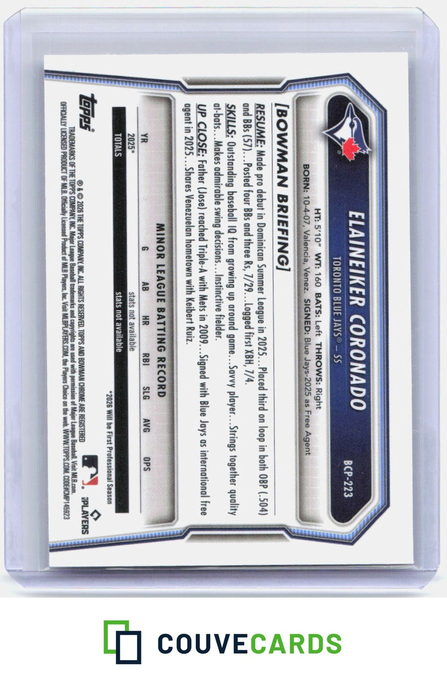 Elaineiker Coronado 2026 Bowman Chrome #BCP-223 Prospects X-Fractor