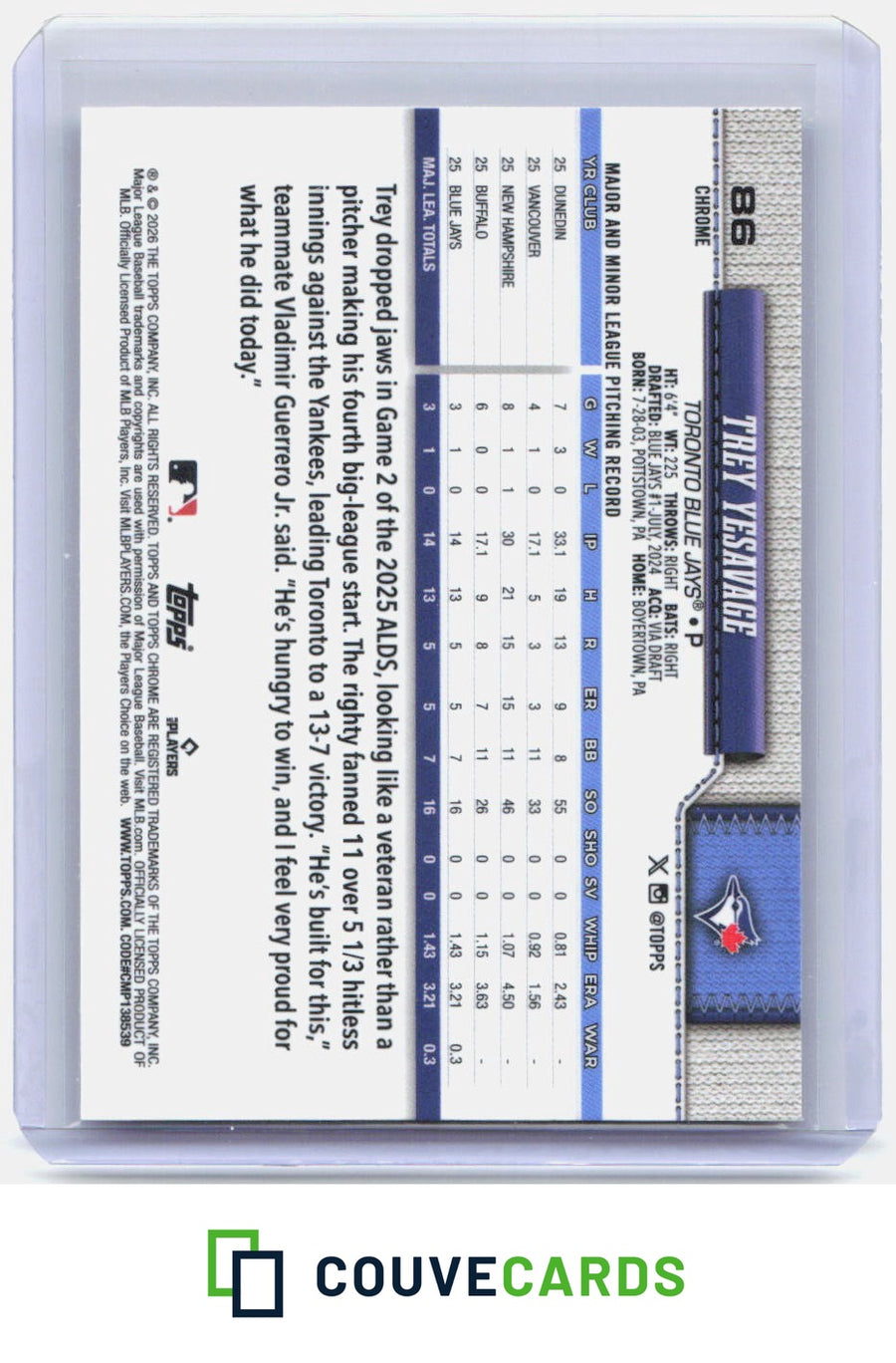 Trey Yesavage 2026 Topps Chrome Logofractor Edition #86 RC
