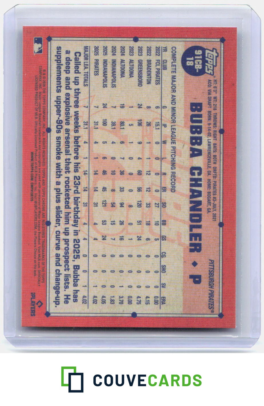 Bubba Chandler 2026 Topps Chrome Logofractor #91CB-18 1991 Topps Baseball 35th