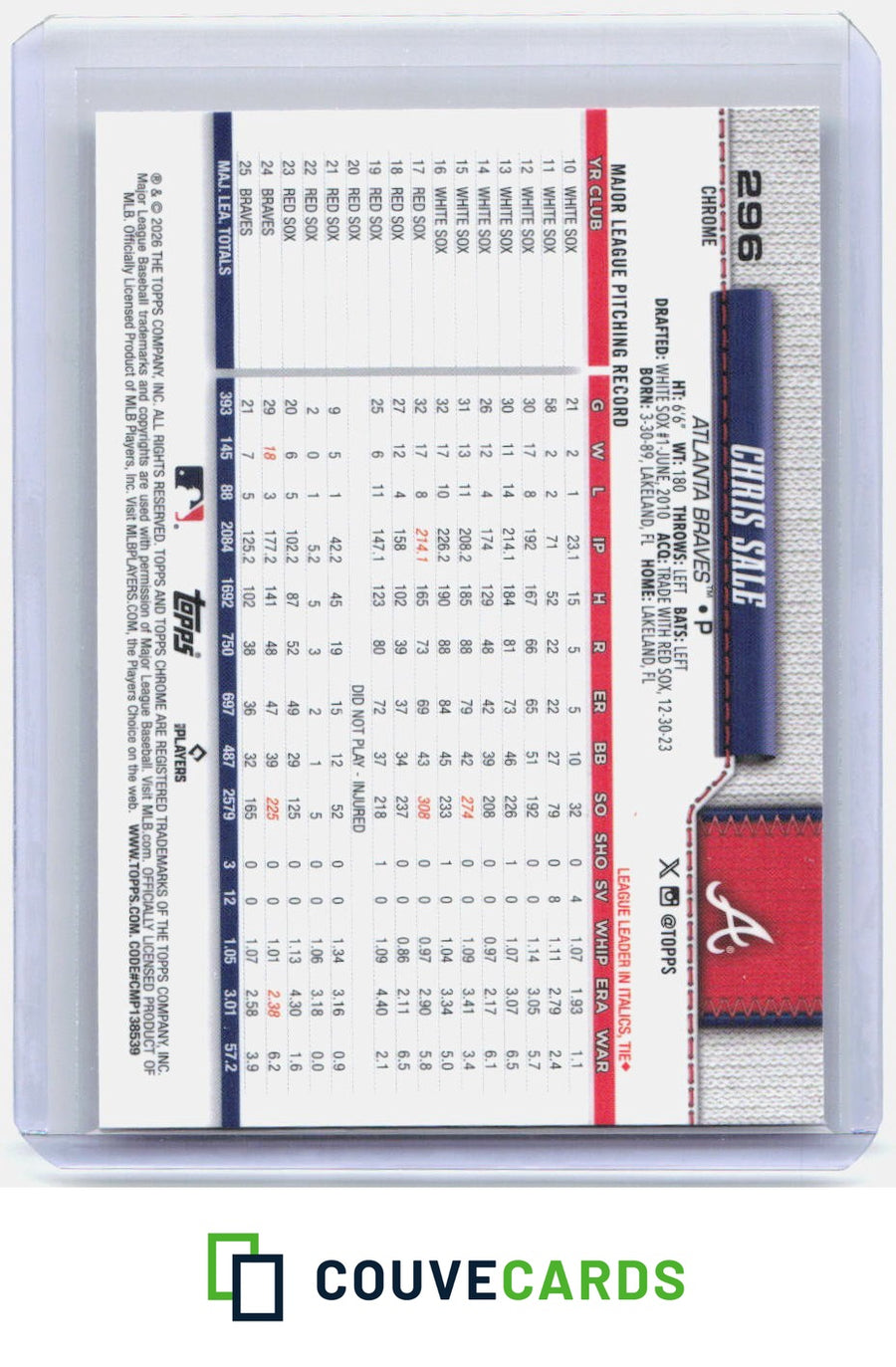Chris Sale 2026 Topps Chrome Logofractor Edition #296