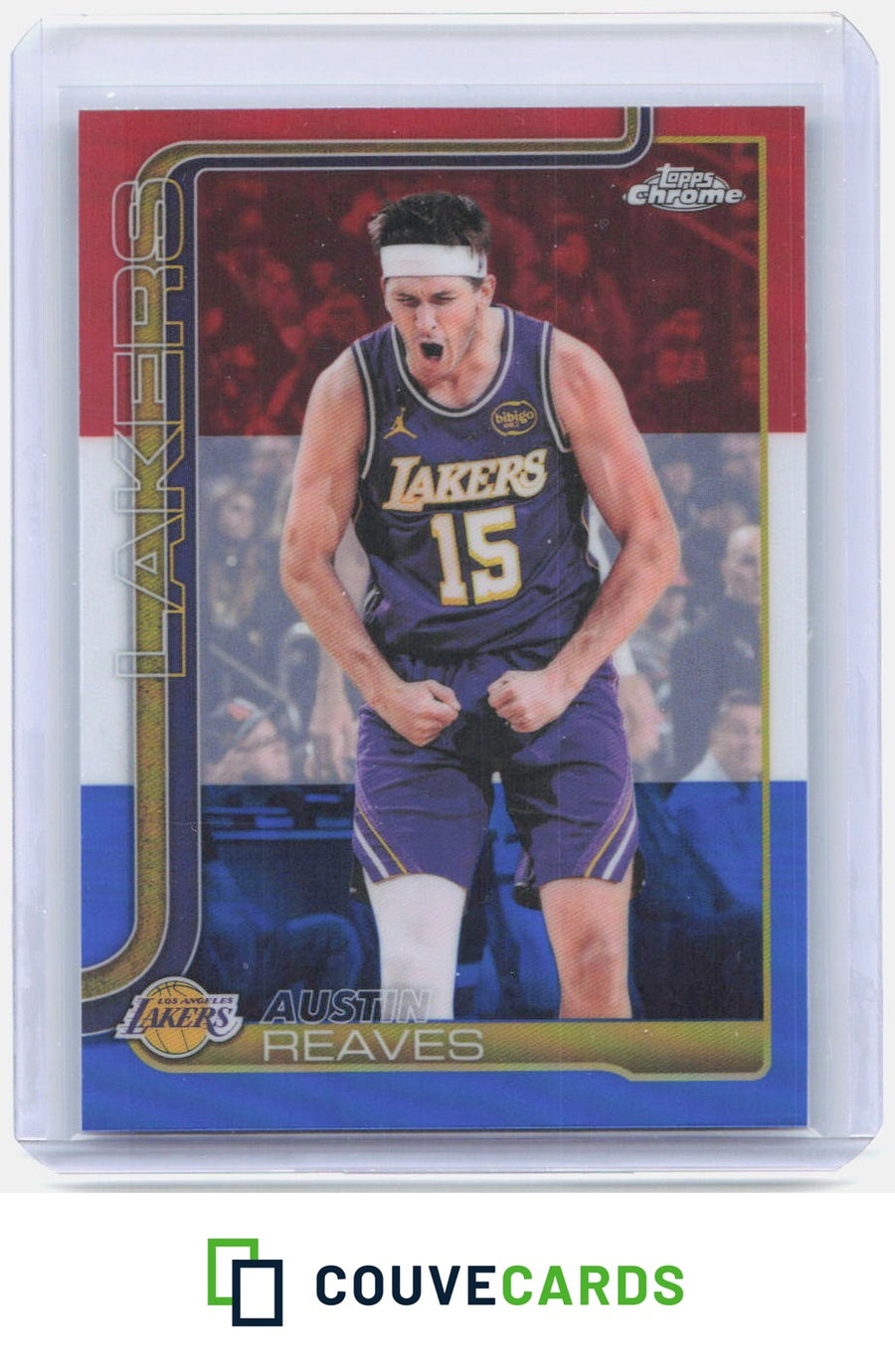 Austin Reaves 2025-26 Topps Chrome Update #54 Red White and Blue Refractor