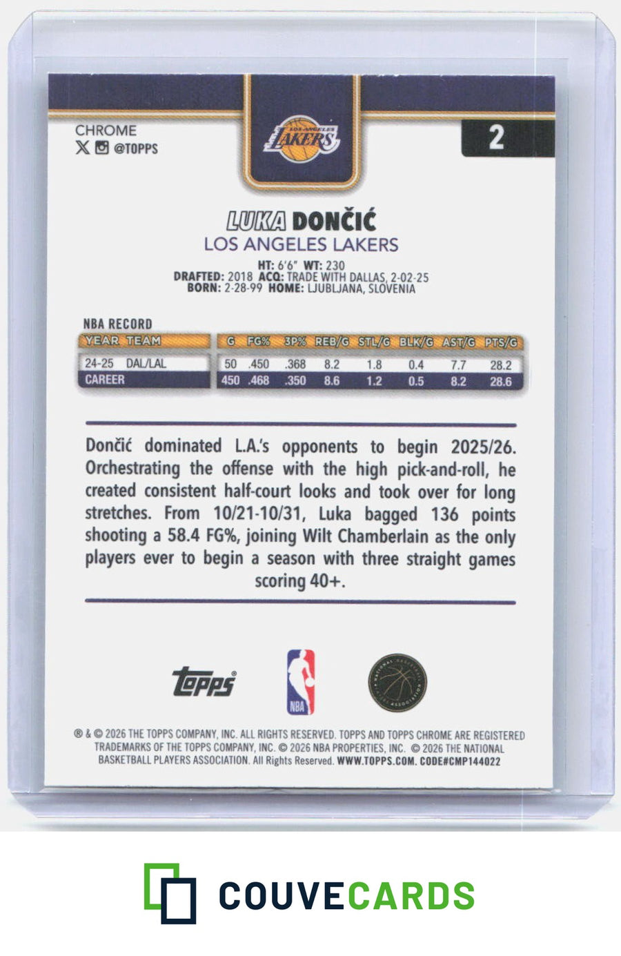 Luka Dončić 2025-26 Topps Chrome Update #2 X-Fractor