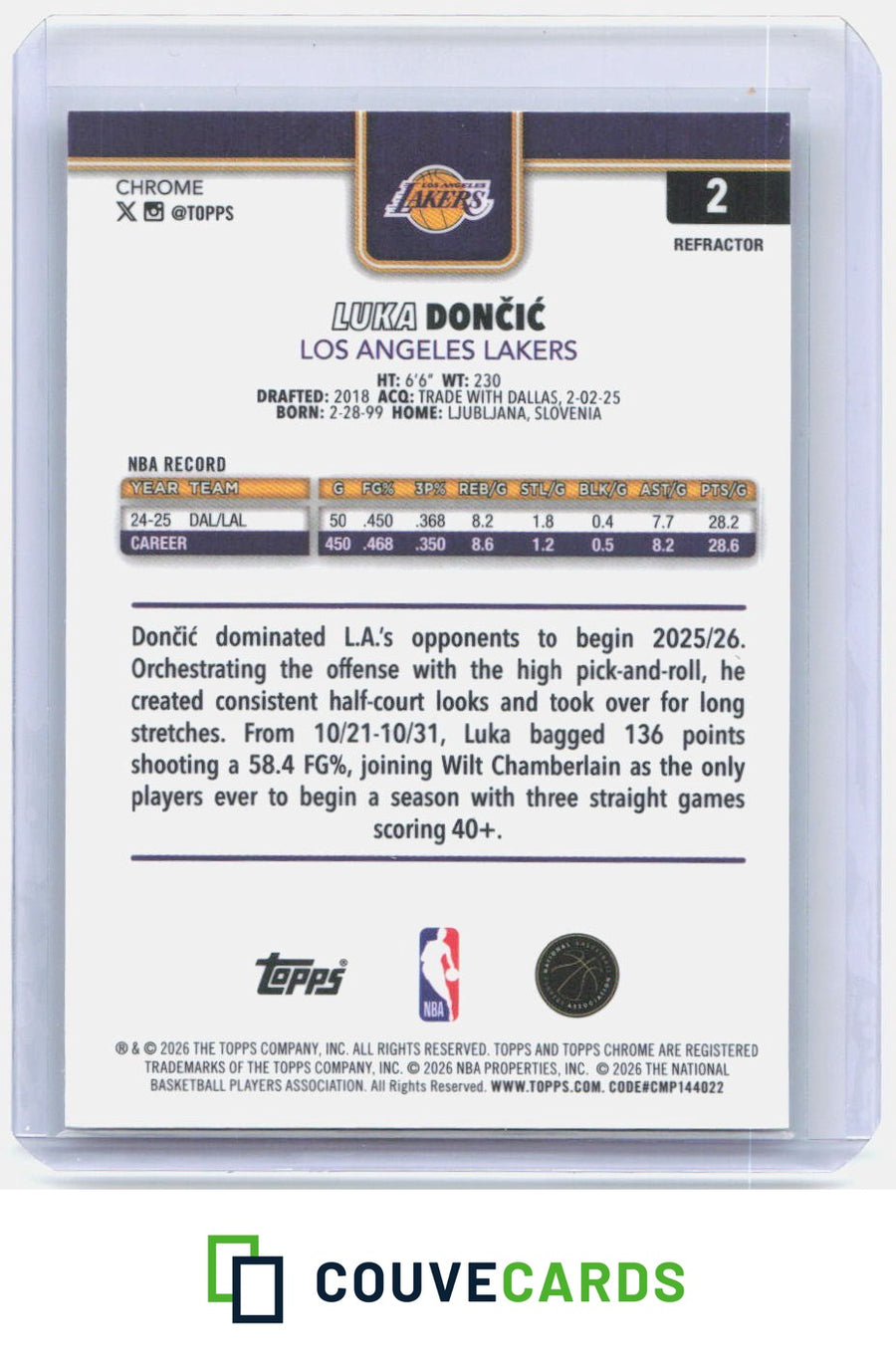 Luka Dončić 2025-26 Topps Chrome Update #2