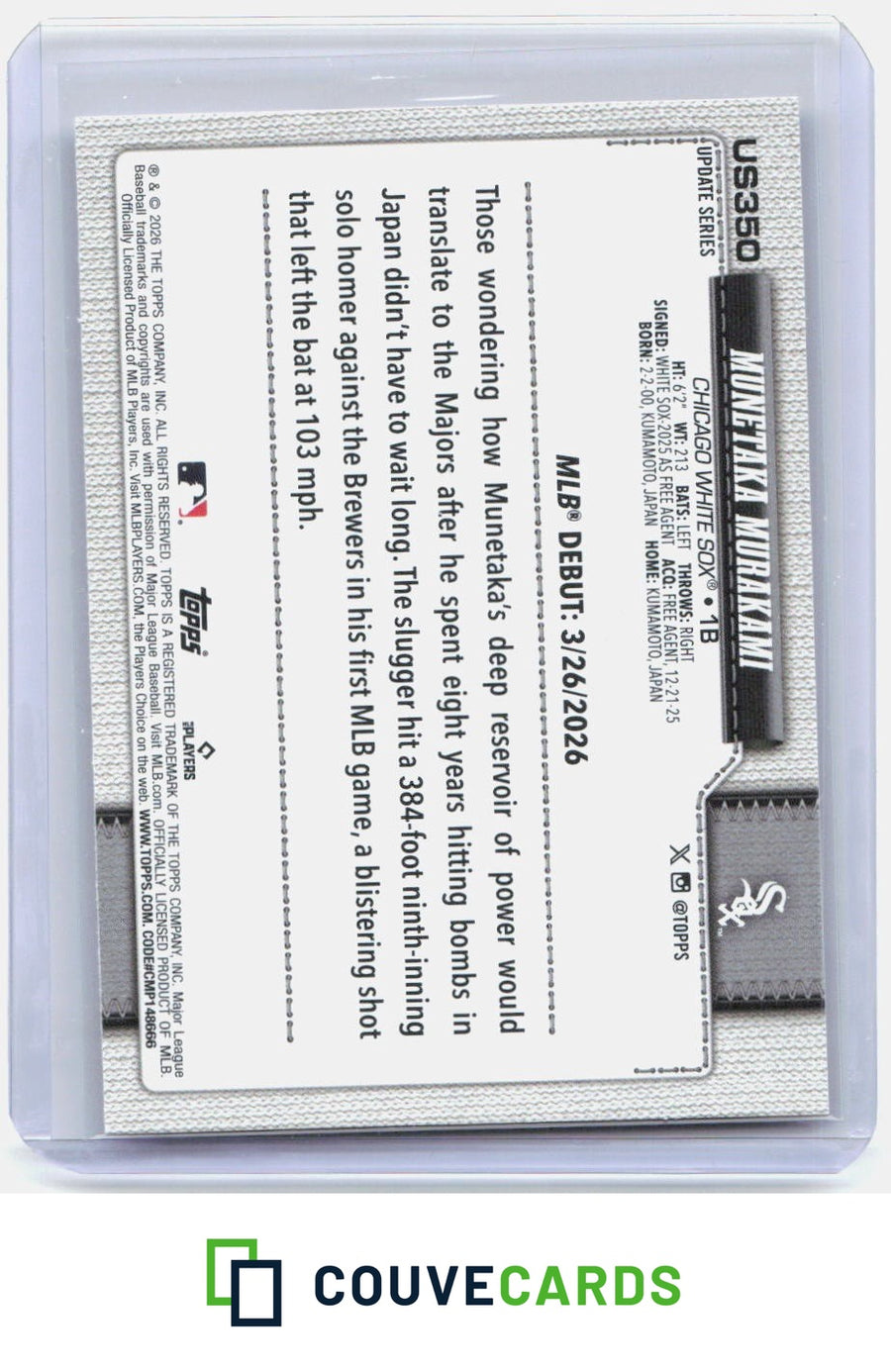 Munetaka Murakami 2026 Topps Update #US350
