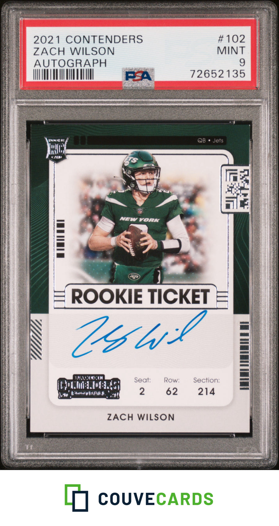2021 Panini Contenders #102 Zach Wilson Autograph PSA 9