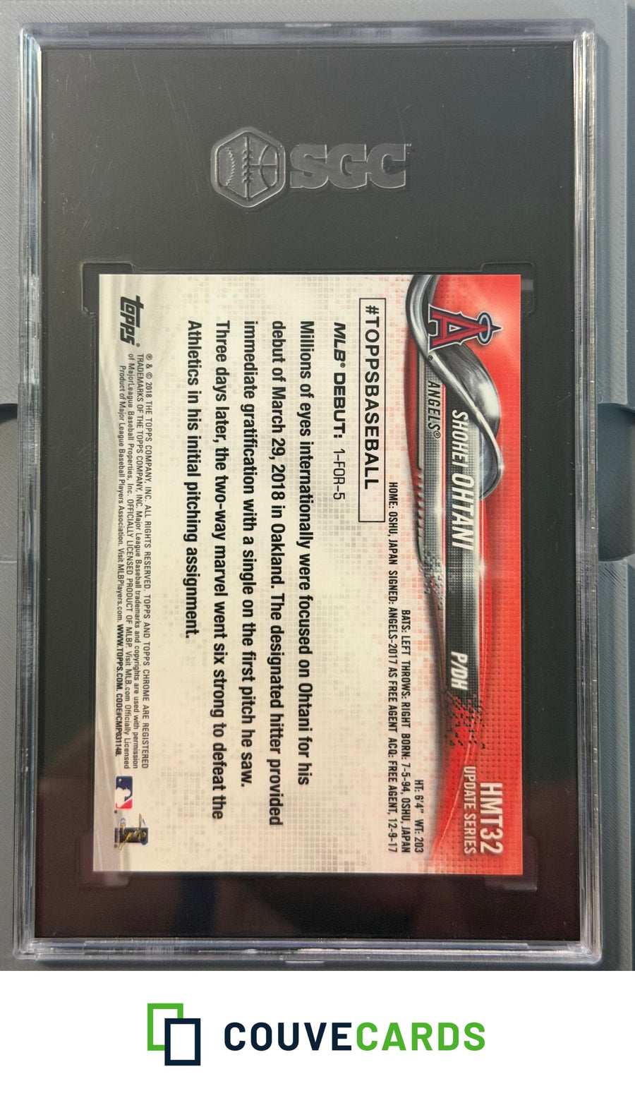 2018 Topps Chrome Update #HMT32 Shohei Ohtani Pink Refractor SGC 10