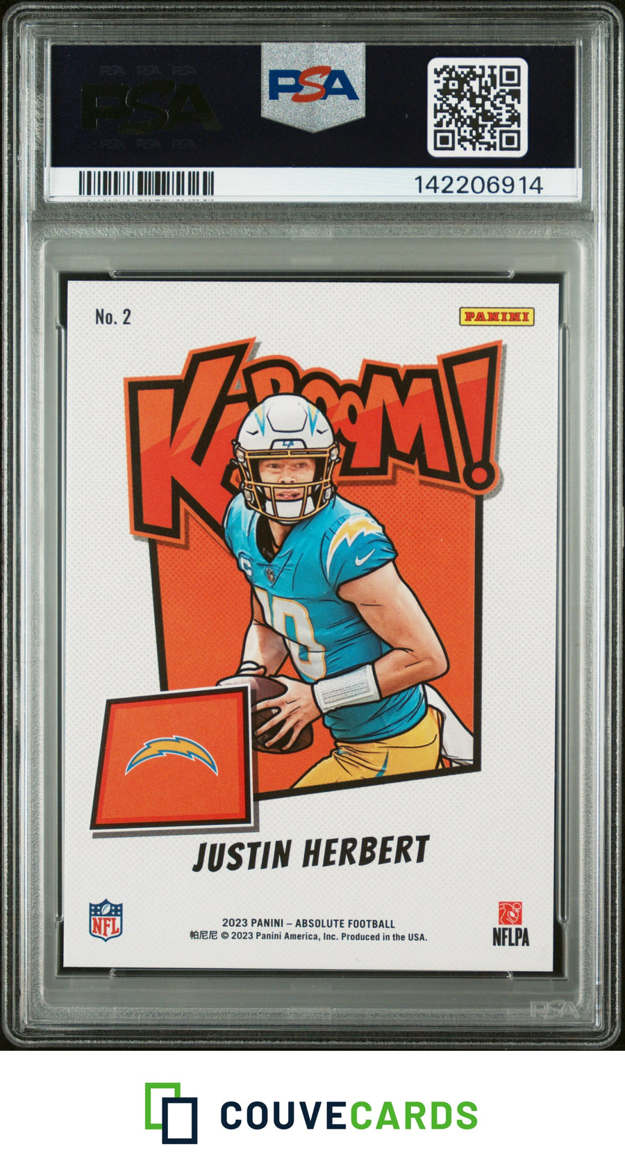 2023 Panini Absolute #2 Justin Herbert Kaboom Horizontal PSA 10