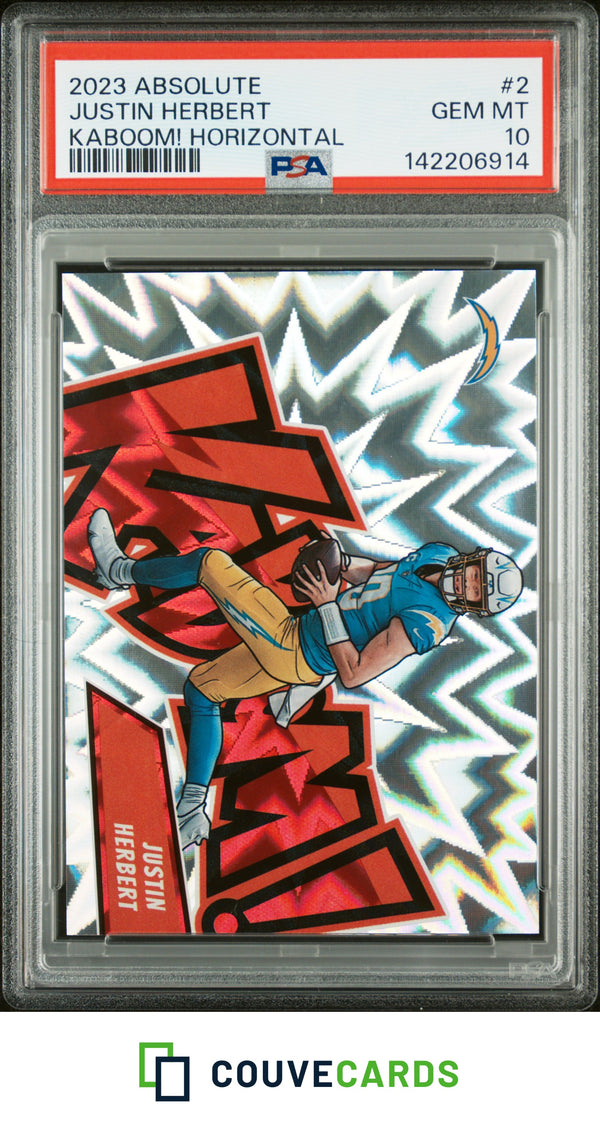 2023 Panini Absolute #2 Justin Herbert Kaboom Horizontal PSA 10