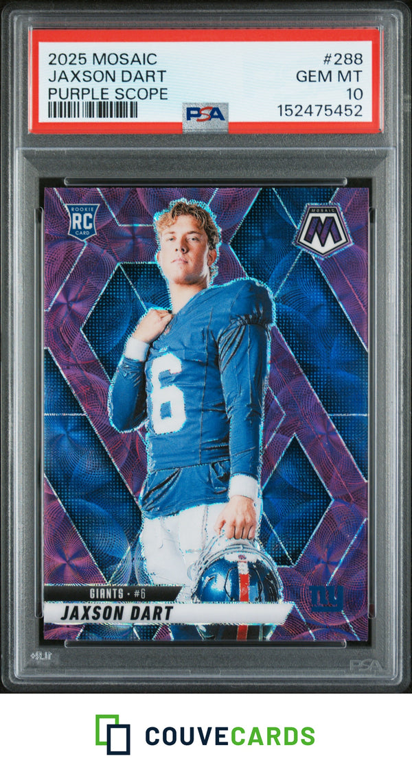 2025 Panini Mosaic #288 Jaxson Dart Purple Scope PSA 10