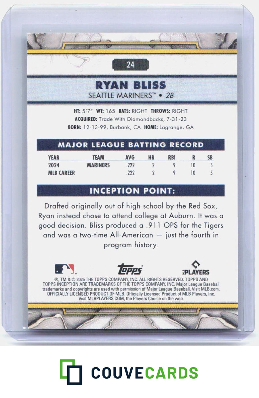 2025 Topps Inception #24 Ryan Bliss